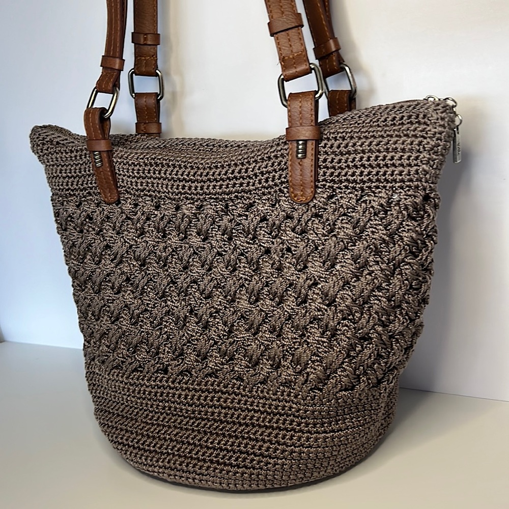 The Sak Mushroom Crochet Silverwood Shopper Purse